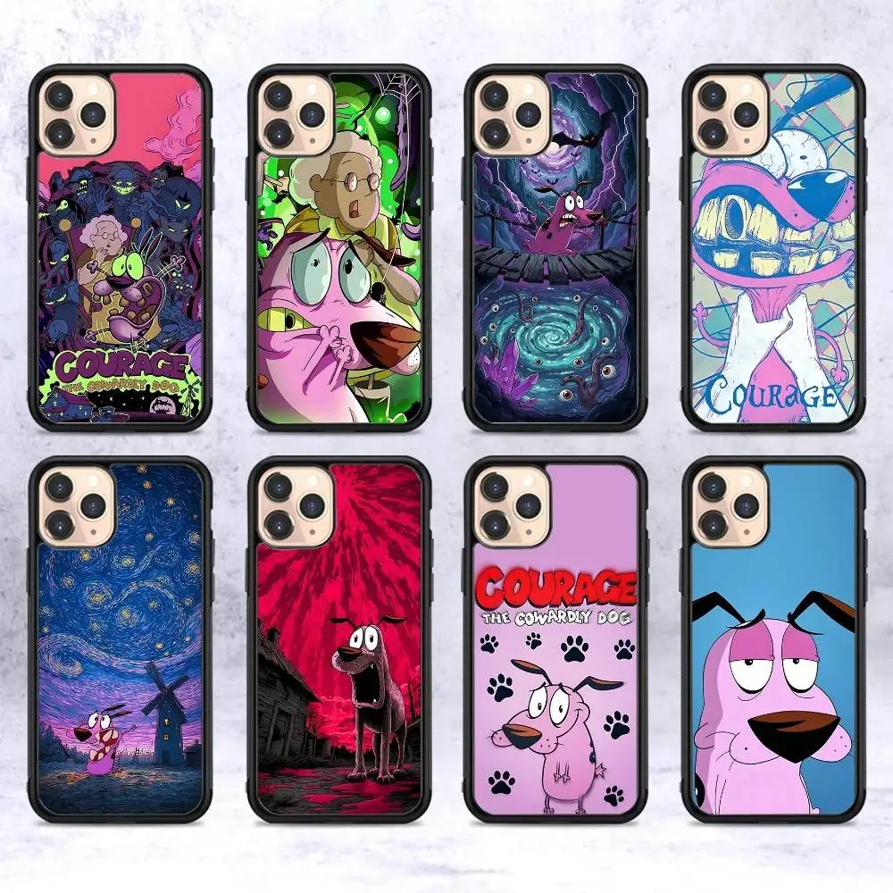 Coque de téléphone PC + TPU pour chien Cowardlys, étui pour IPhone 11 12 13 14 15 16 17 Plus Pro Max