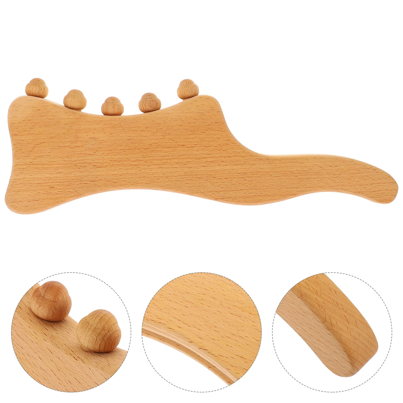 

Beech Body Massager Manual Massage Board Head Neck Shoulder Relaxation Tool Guasha Body Massage Compact Travel Daily Use