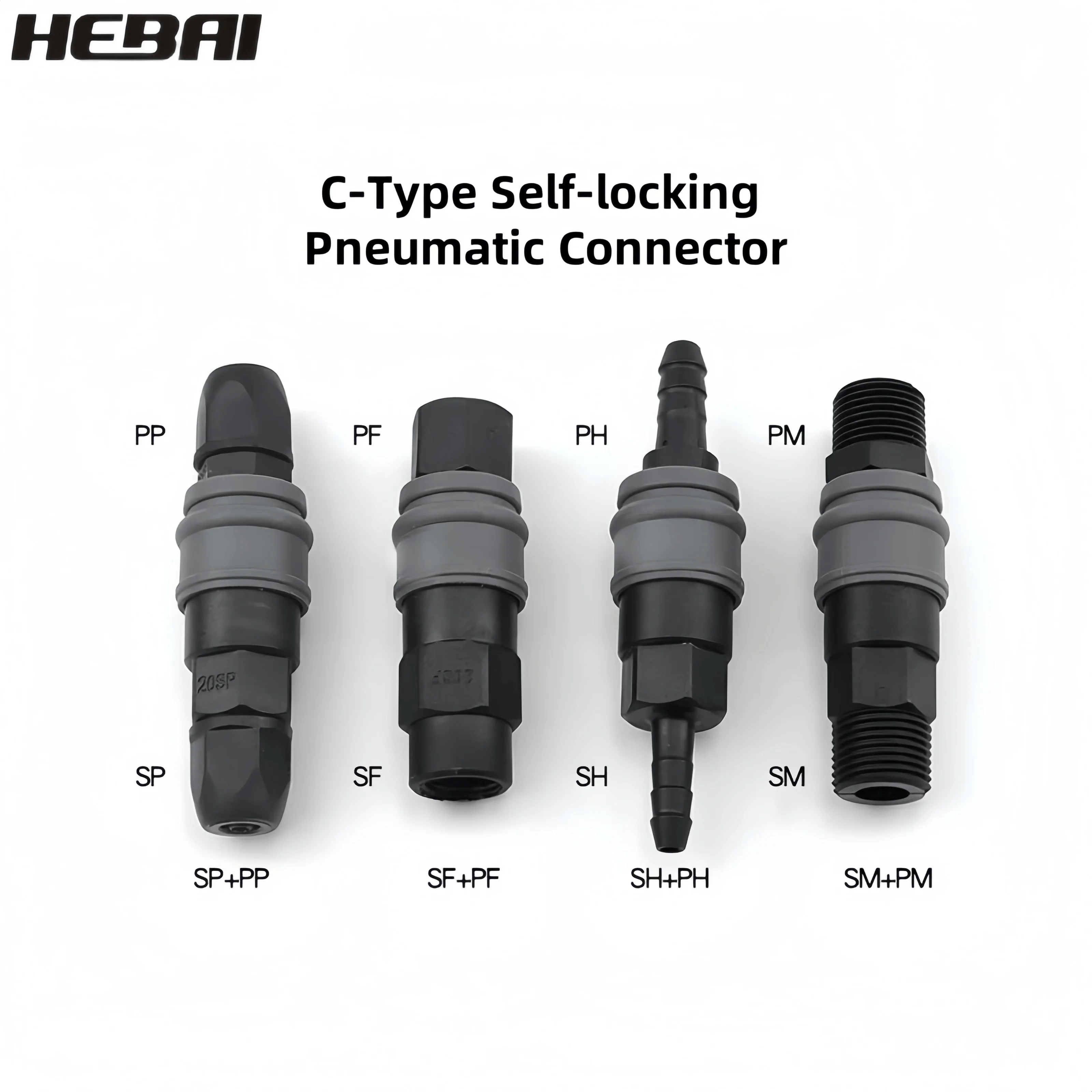 HEBAI Plastic C-Type Quick Connector Pneumatic High Pressure Coupling PP20 SP20 PF20 SF20 PH20 SH20 PM20 SM20 Air PumpCompressor