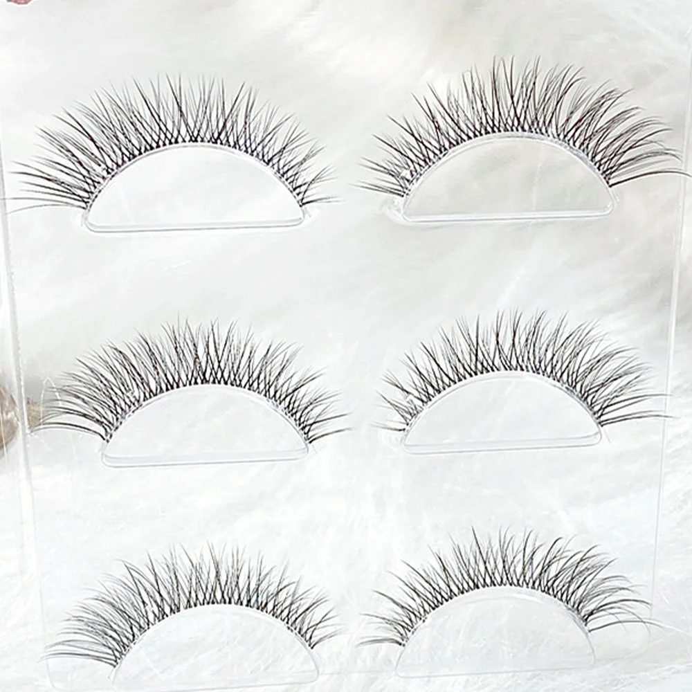 NEUE Transparent Band 3Pairs Make-Up Natürliche Wimpern kurze 3D Auge Wimpern Set Flauschigen Weichen Wiederverwendbare Verlängerung Großhandel