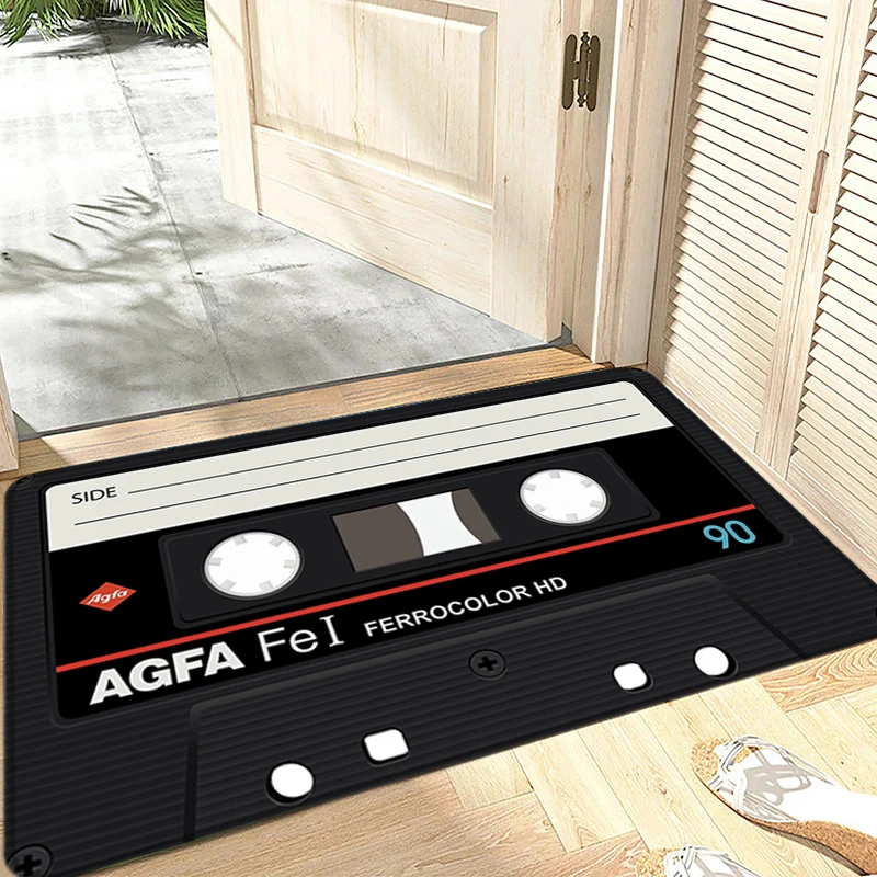 Cassette Entrance Doormat Turntables Balcony Rugs Vintage Music Tape Carpet Non-slip Foot Mats Bath Rug Floor Mat Ideal Gifts