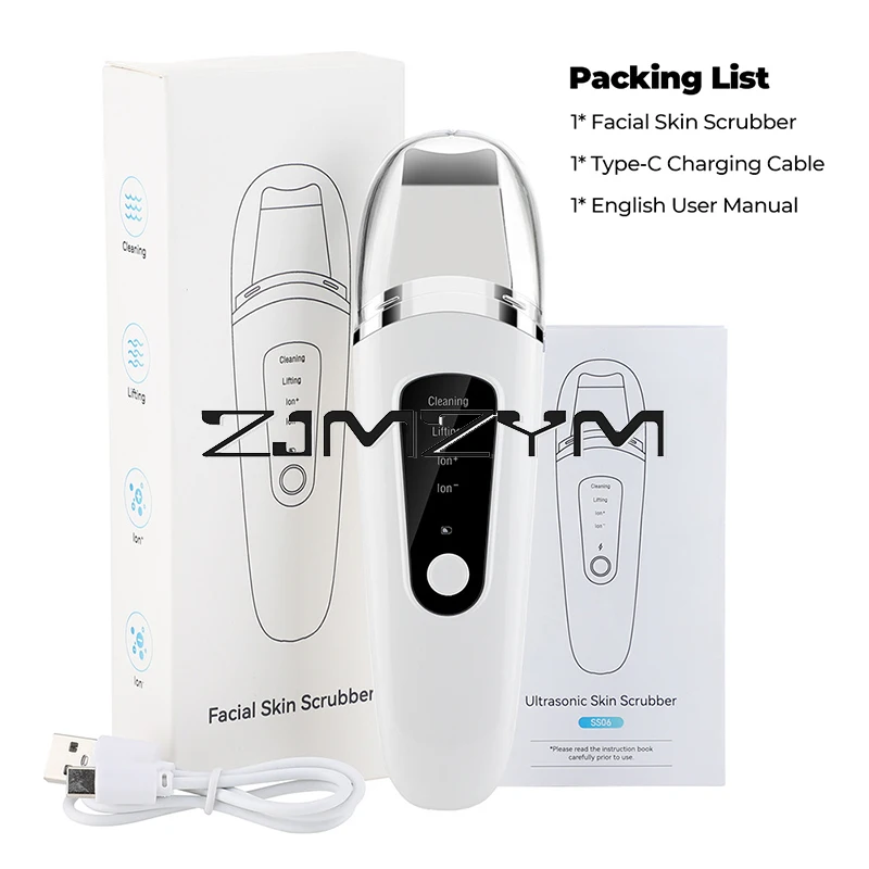 Ultrasonic Electric Skin Scrubber, Limpador Facial, Poros Limpeza, Cravo Absorvendo, Levantamento Do Dispositivo