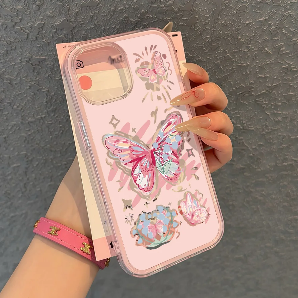 2 في 1 كاندي اللون قضية الهاتف آيفون 17 برو ماكس 13 16 11 15 14 12 الهواء 17 برو ماكس سيليكون شفاف فراشة فوندا غطاء #4