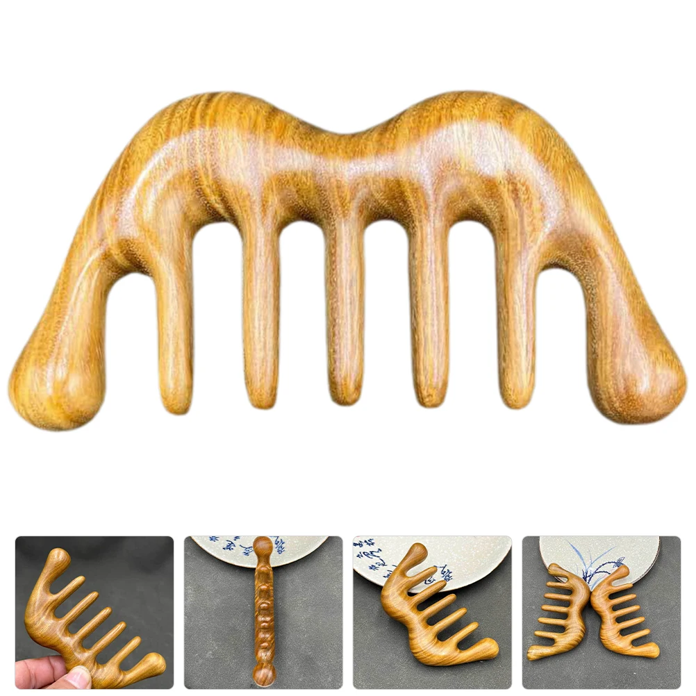 

Lightweight Green Sandalwood Scalp Massager Comb Anti-Static Portable Hair Care Tool Head Massage Gua Sha Scraping Wide Tooth