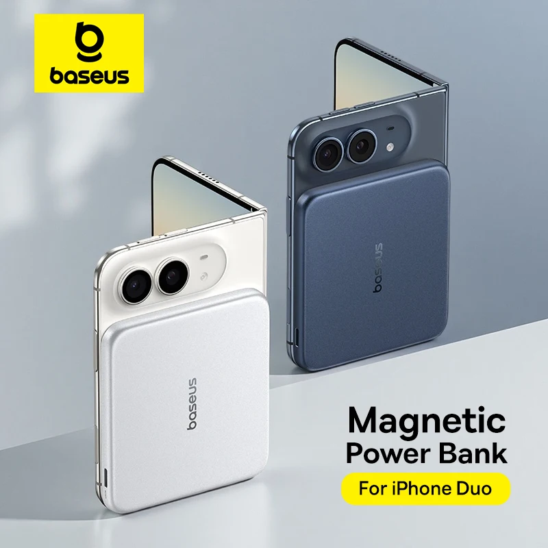 Baseus Qi2 15W Magnetic Power Bank for iPhone Duo 5000mAh, 25W Wired USB-C Charging 7.9mm Thin Slim PicoGo Air AM72 Power Bank