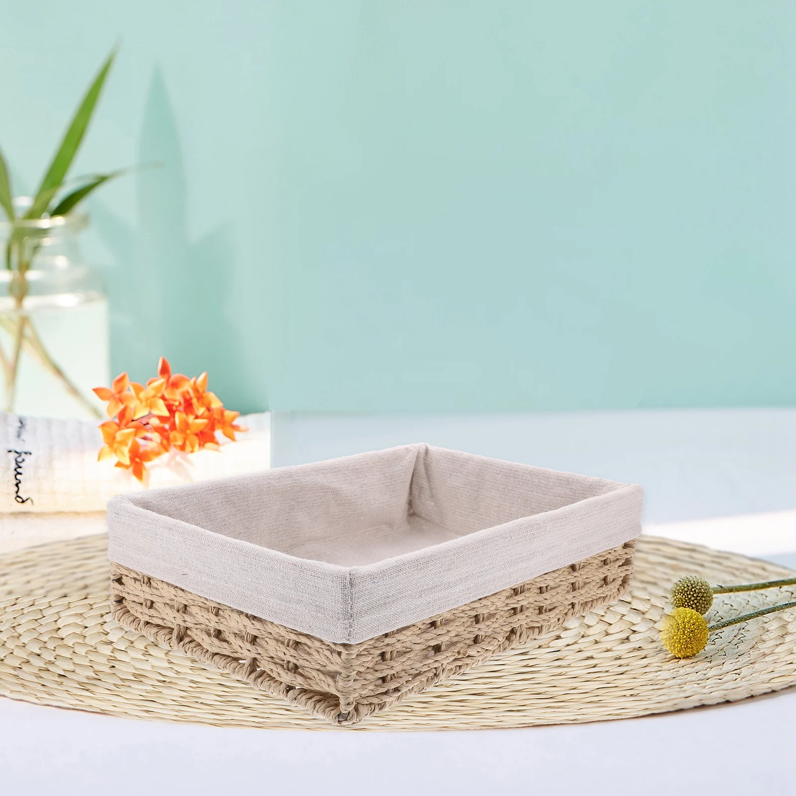 

Retro Paper Rope Storage Baskets Set of 3 Woven ganizer for Home Bedroom Living Room Kitchen Bathroom Desk Storage Box Container