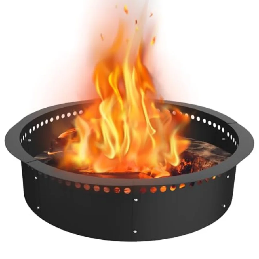 

Smokeless Fire Pit Ring 40 Outer/ Inner Heavy Duty Large Solid Steel Firepit Liner for Outside Wood Burning DIY Campfire Ring A