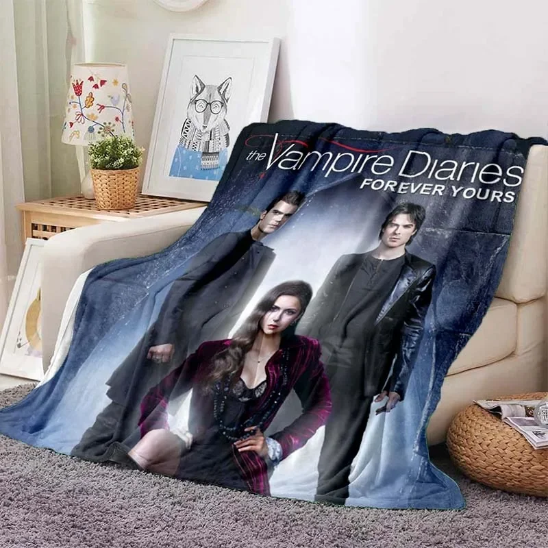 The Vampire Diaries stampa 3D flanella peluche coperta copriletto coperta pigra coperta Sherpa copripiumino da viaggio