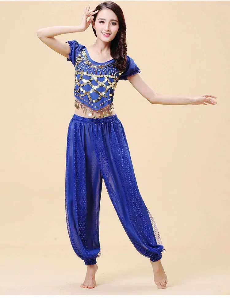 Women Belly Dancing Suit For Ladies 2 Piece Set (Shirt+Pants)  Fashion lndia Bollywood Dance Wear Stage Belly Dance Costume Set