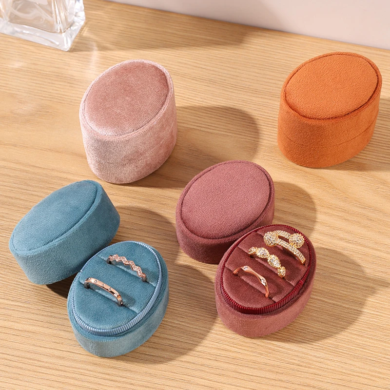 Flannel Jewelry Box Exquisite Velvet Oval Ring Brooch Jewelry Display Storage Box Room Decor Interior Accessories Gift Packaging