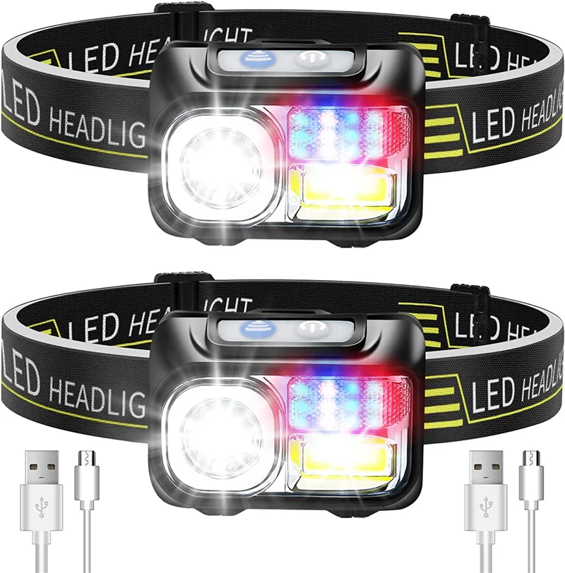 

9 Light Modes LED Headlamp Rechargeable Powerful Head Lamp Built-in Battery Outdoor Camping Headlight Head Flashlight Head Light