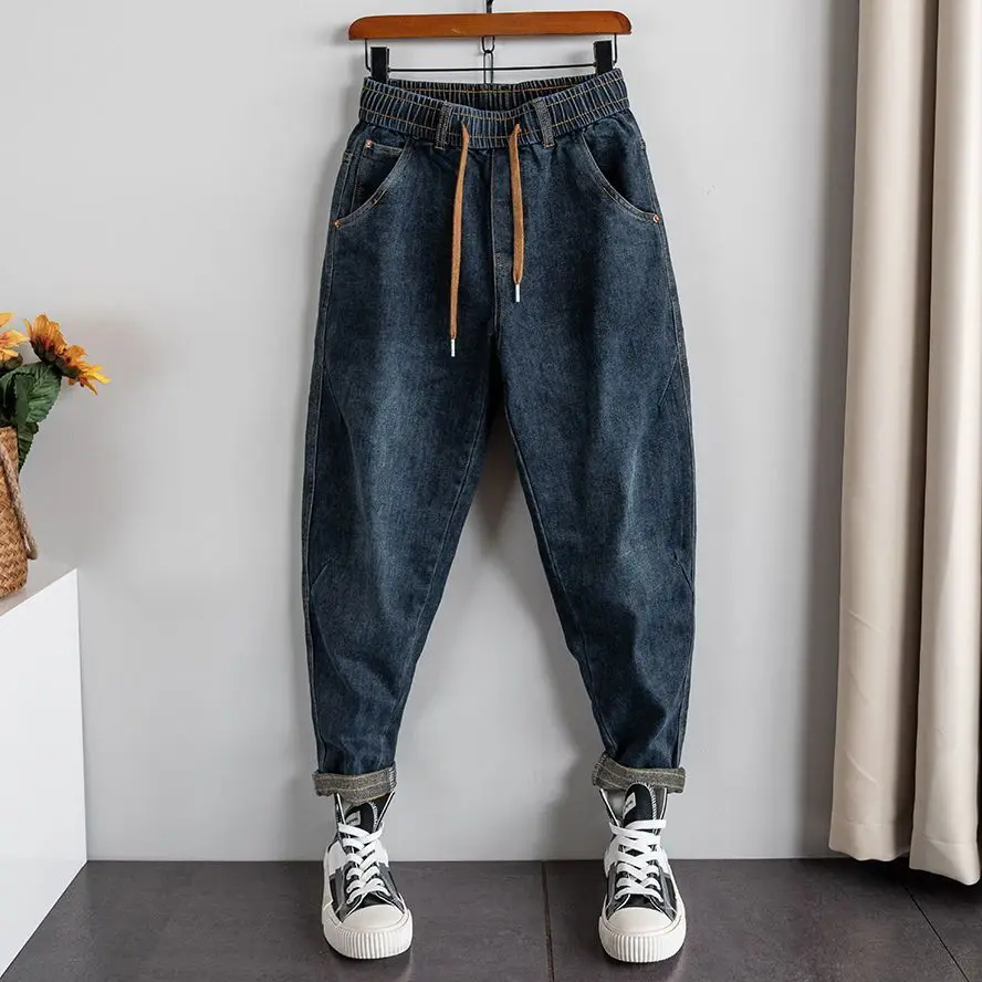 

plus Size 300 Pounds Men's Jeans Summer New Loose Harlan Thin Casual Pants Teenage Popularity Long Pants Water Washed