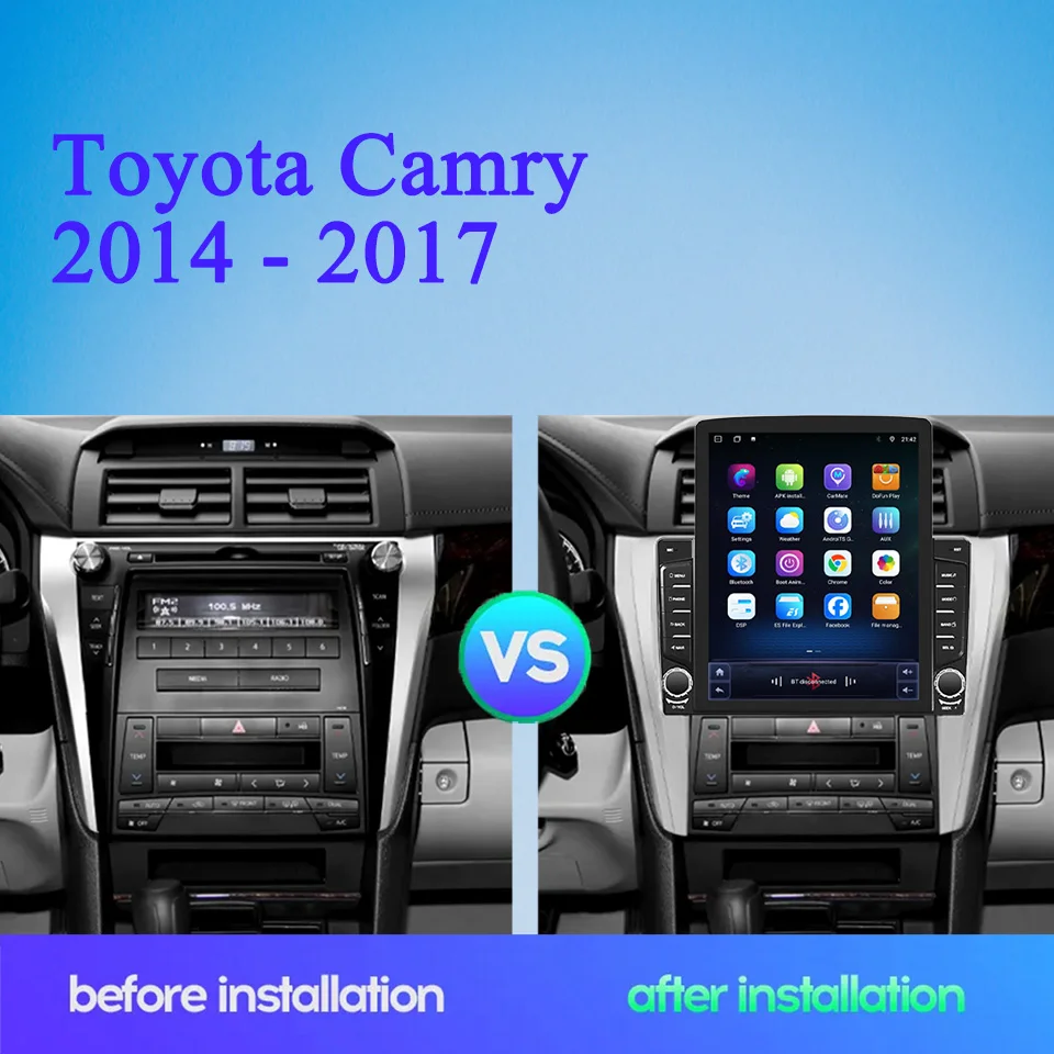 Android 14 8G Ram For Toyota Camry 2014 - 2017 Car Radio Stereo Video Audio A/V DVD Player GPS Navi HU 4G Lte WiFi Carplay Auto