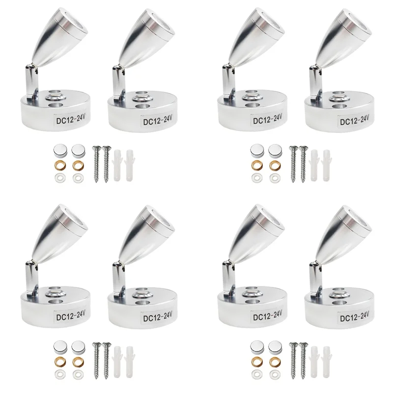 

WO-8X RV LED Spot Reading Lamps, 12V Interior Spotlight Contact Switch With USB Interface For Caravan, Boat, Motorhome Warm