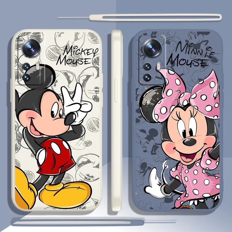 Pink Minnie Mickey Love Phone Case For Xiaomi Mi 13 12 12T 11 11T 10 10T 9 Lite Pro Ultra A3 Liquid Rope Candy Soft Cover