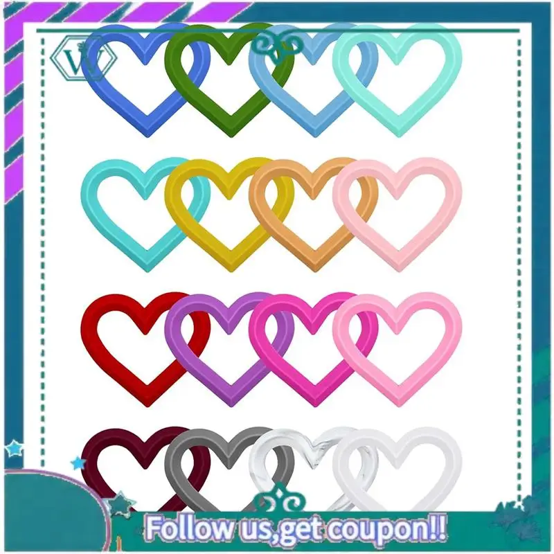 

A09P 16 Pcs Silicone Beadable Rings 65Mm Silicone Bead Ring Round Silicone Bead Loop With 2 Hole (Heart) Durable Easy To Use