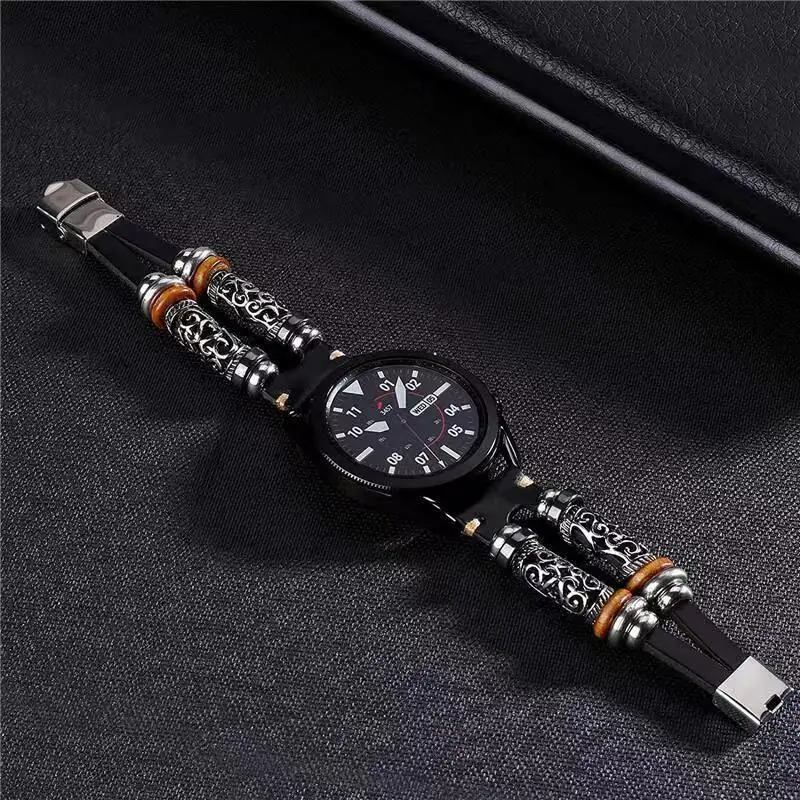 Retro leather band for Samsung Galaxy Watch 7/FE/6/5/4/Classic 20mm 22mm Handmade Bracelet huawei gt 4/Amazfit GTS 4/GTR 4 strap