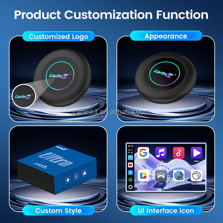 Carlink Android 15 System Sm6350 RAM 8G+ROM 128G Wireless Carplay Adaptor Android Auto Car Tv Adapter Ai Box for apple youtube