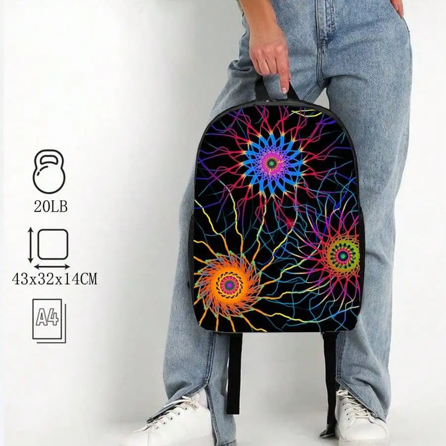 Unisex Large Capacity Psychedelic Pattern Backpack For Adults