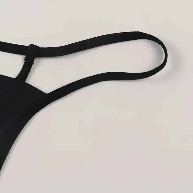 Culotte ouverte en dentelle pour femmes, ouverture à l'entrejambe, tongs transparentes, lingeries sexy, impression de lettres, sous-vêtements monochromes