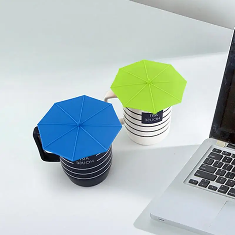 Umbrella Design Cup Cover Reusable Silicone Drink Coffee Mug Lids To Keep Drink Warm Or Cold For Tea Pots Coffee Tea Accessories