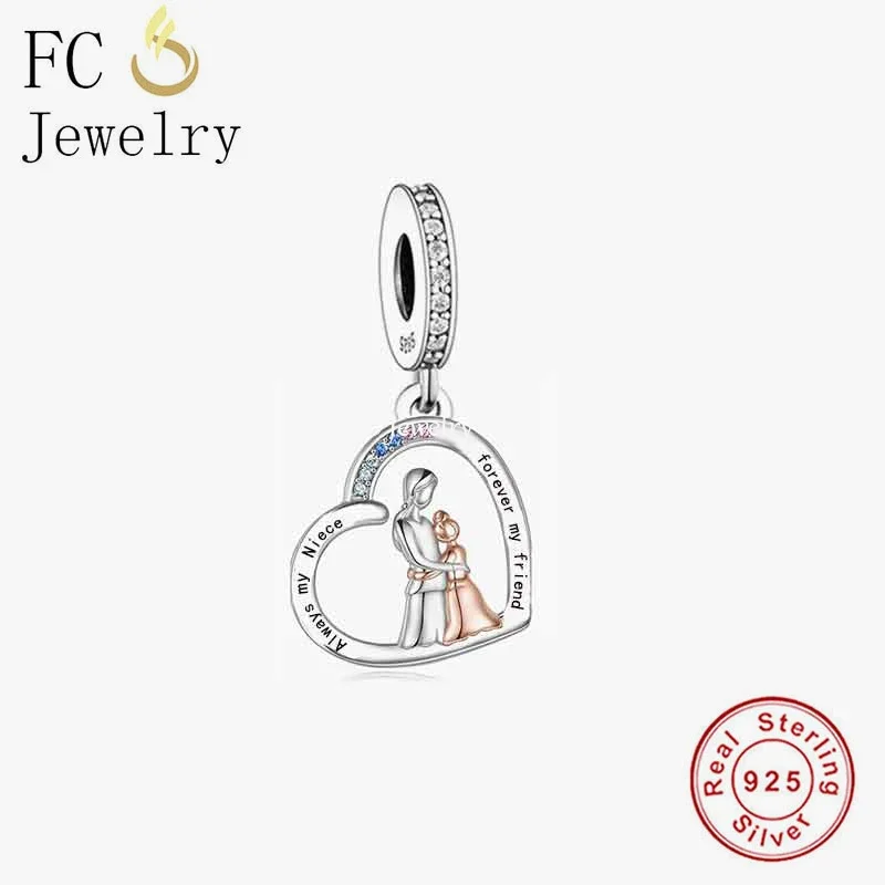 FC Jewelry Fit Original Pan Charms Bracelet 925 Silver Always My Niece Forever My Friend Bead For Making Women Berloque New