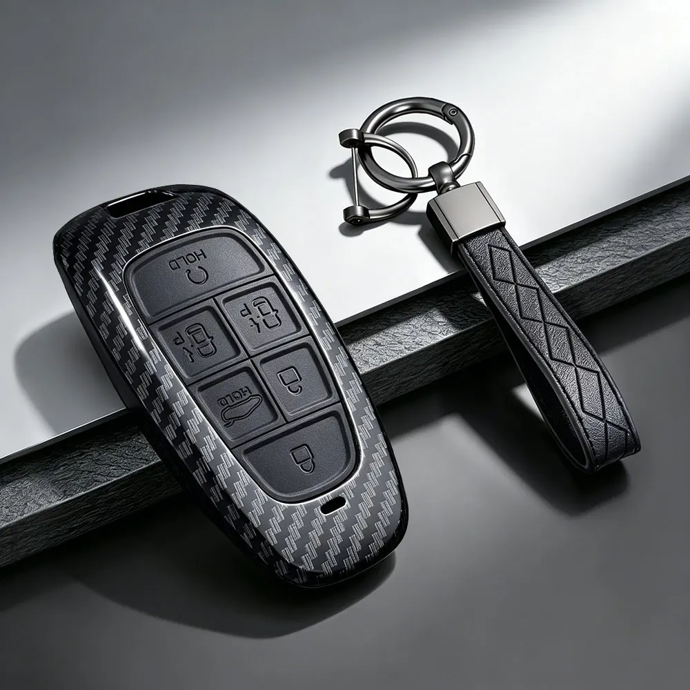 ABS Car Key Holder Case Cover For Hyundai Tucson Solaris Sonata Hybrid NEXO NX4 Santafe Dn8 4 Buttons 2020 2021 2022 Accessories view 6