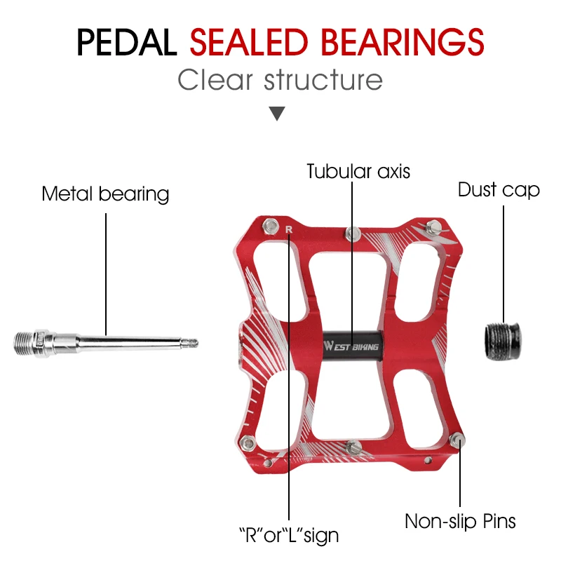 WEST BIKING MTB Bike Pedals DU Bearing Ultralight Anti-slip BMX Mountain Road Cycling Pedals Multicolor Flat Pedal Bicycle Parts