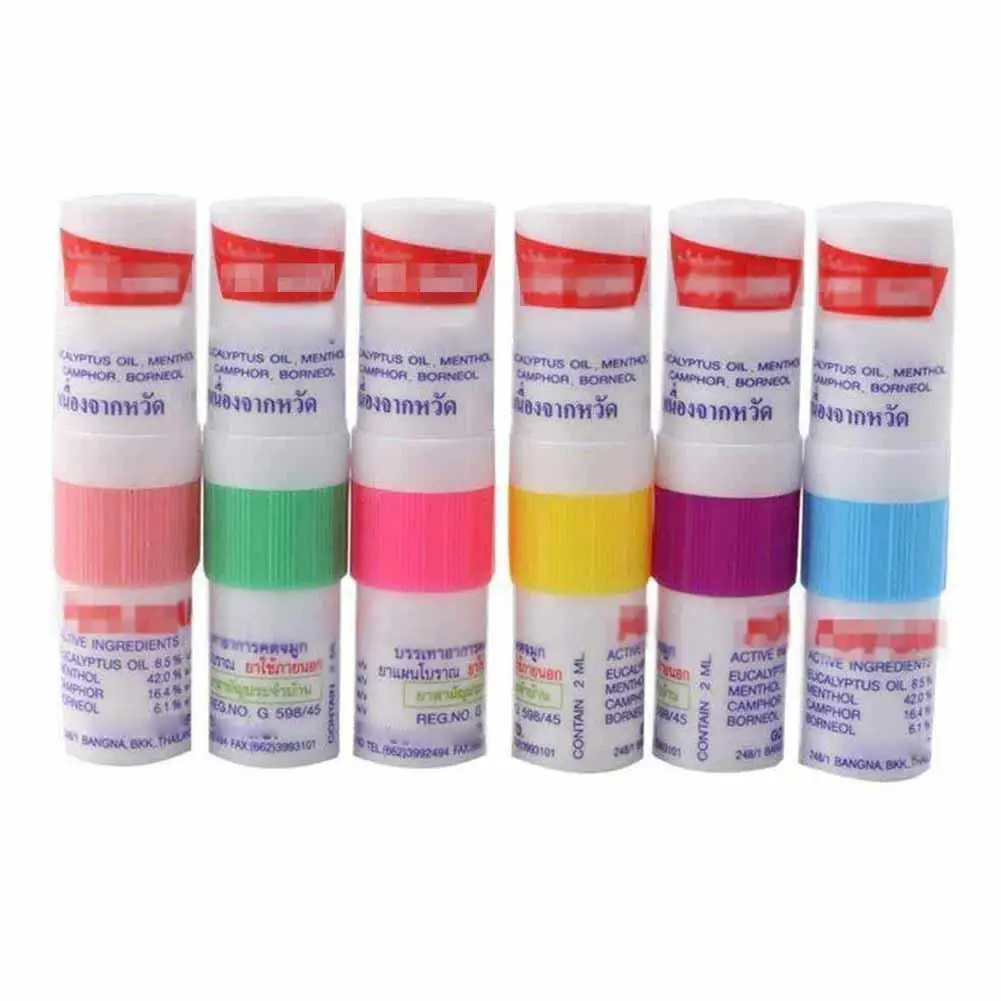 2 in 1 Thai Nasal Inhaler Stick Menthol Aromatherapy for Nasal Congestion Dizziness Motion Sickness Portable Nose Inhaler