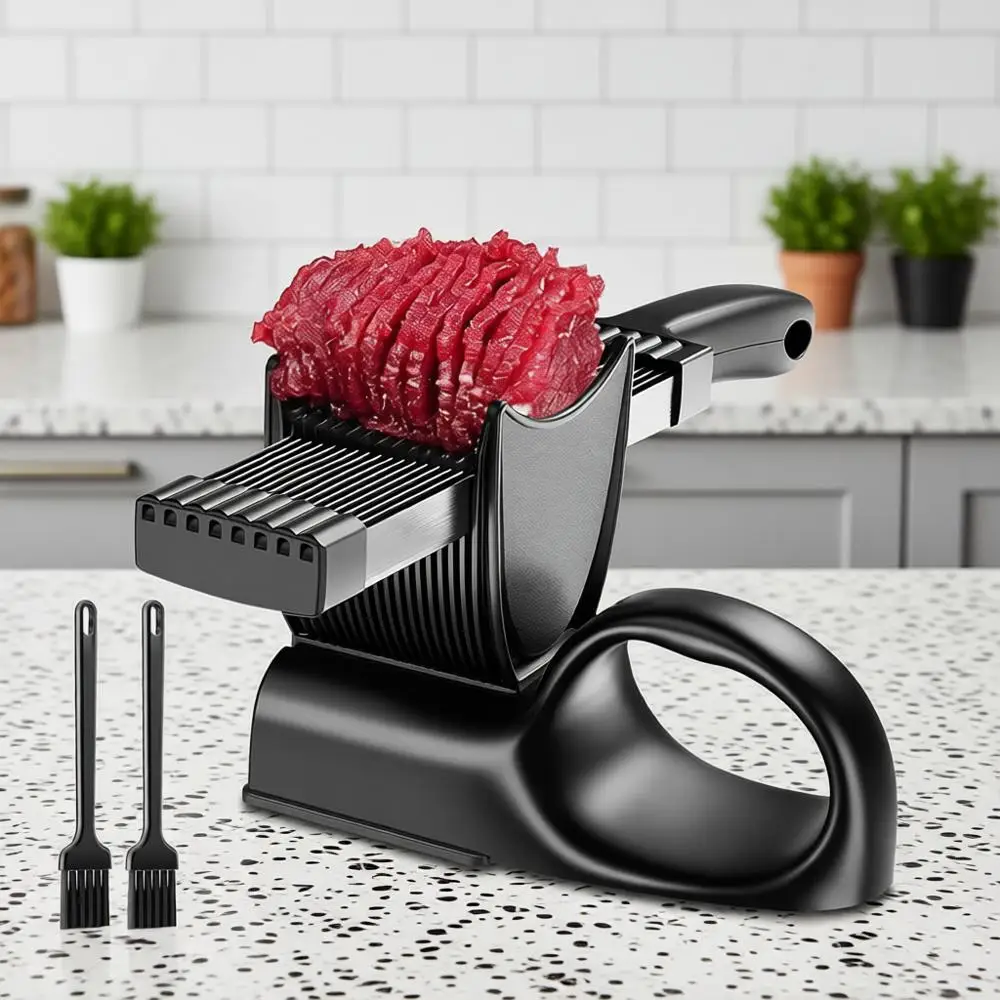 

Meat Slicer with Handle Kitchen Knife Set, Manual Jerky Cutter for Meat Slicing Shredding, Ideal for Pork Mutton Home Cooking BB