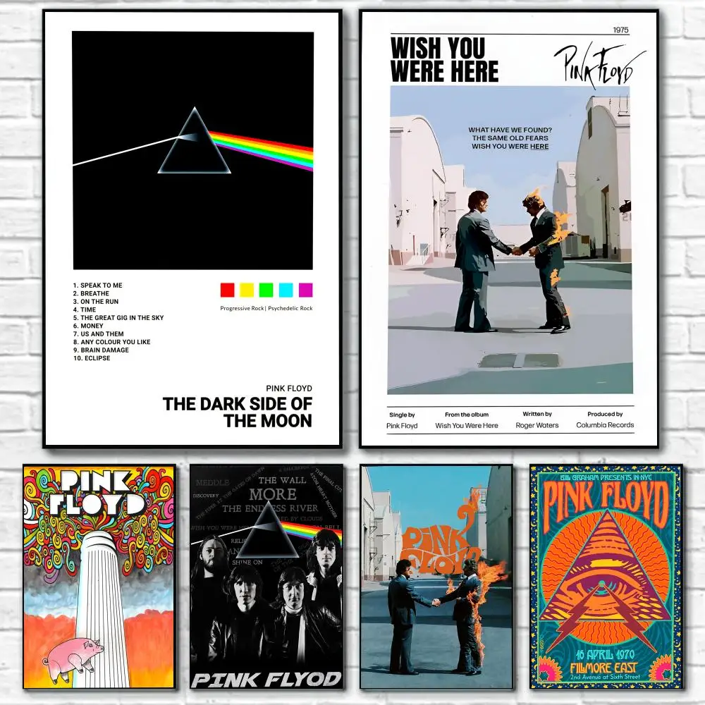 Pôster de banda famosa p-pink f-floyd, decoração de arte de parede para quarto, adesivos à prova d'água para decoração de casa, bar, quarto