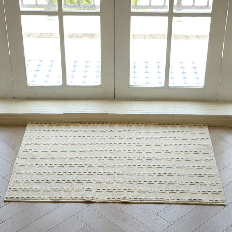 Checked Jacquard Non-Slip Floor Mat Nordic Soft Entrance Doormat for Porch Corridor Simple Multi-Purpose Bedroom Balcony Decor