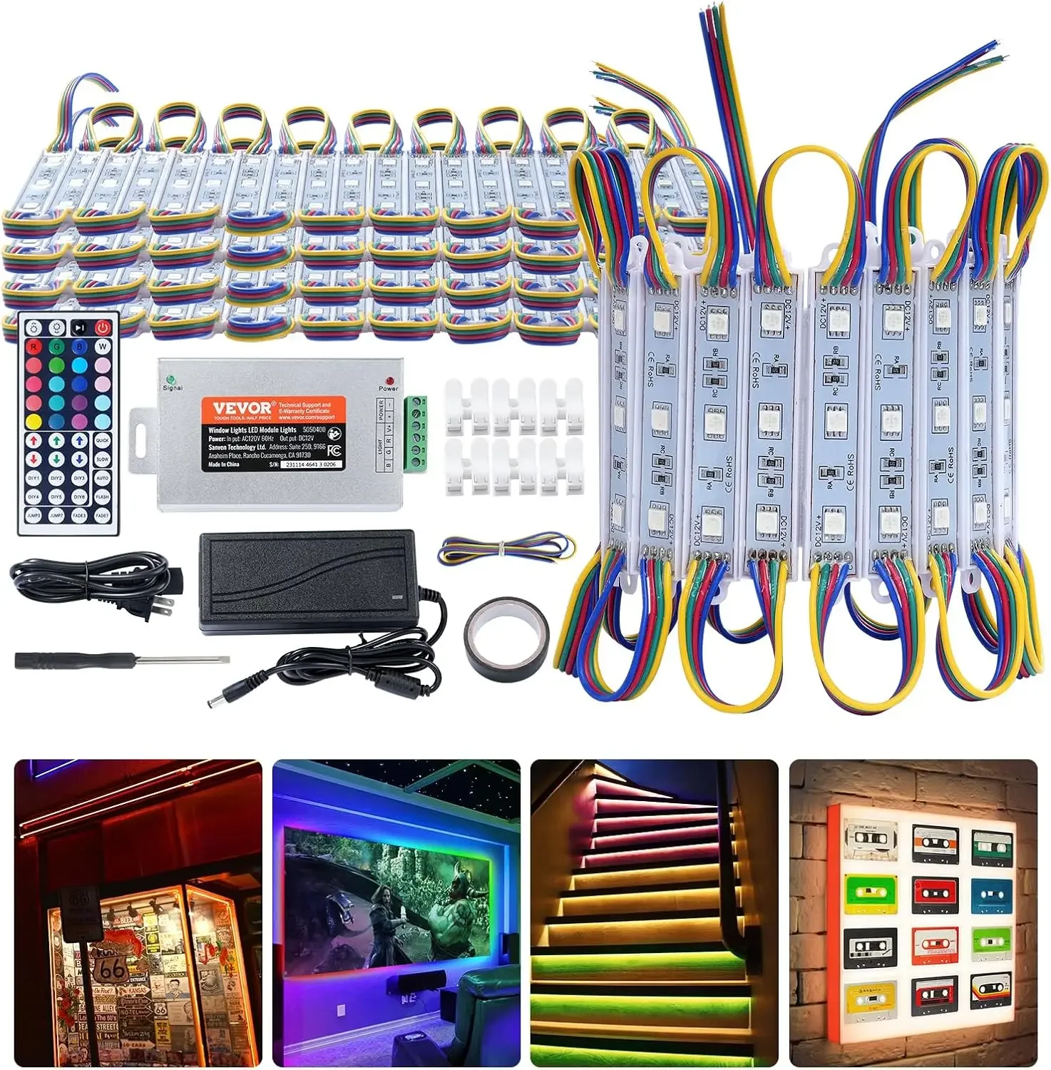 80PCS LED Storefront Lights, 41 ft, LED Module Lights, 5050 SMD 3-LED RGB Color Changing Window Lights with Remote Control for