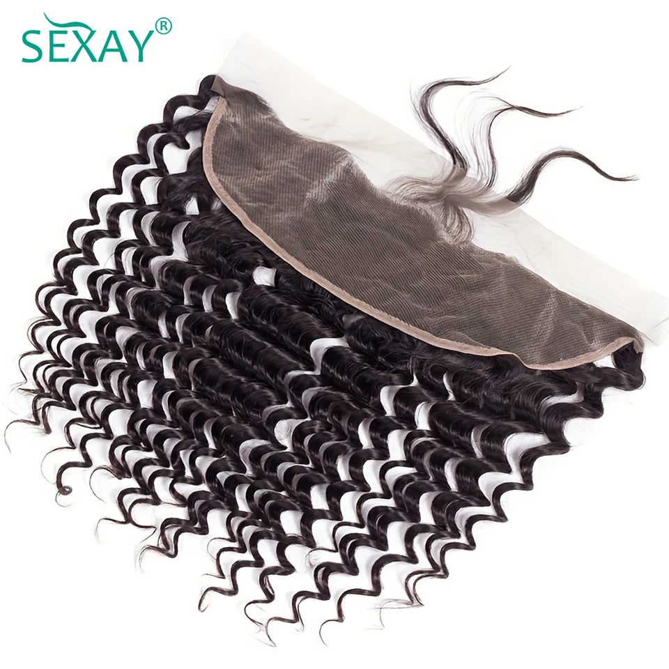 Deep Wave Curly 13x4 Lace Frontals Pre Plucked 10-22 Inch Human Hair HD Transparent Lace Closures Water Wave Ear To Ear Frontals