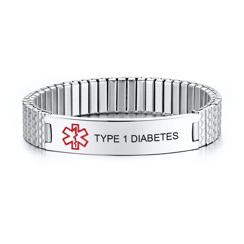 Personalized Medical Alert Bracelet Stainless Steel Engraved DIABETES Emergency Rescue Bracelet Wristband