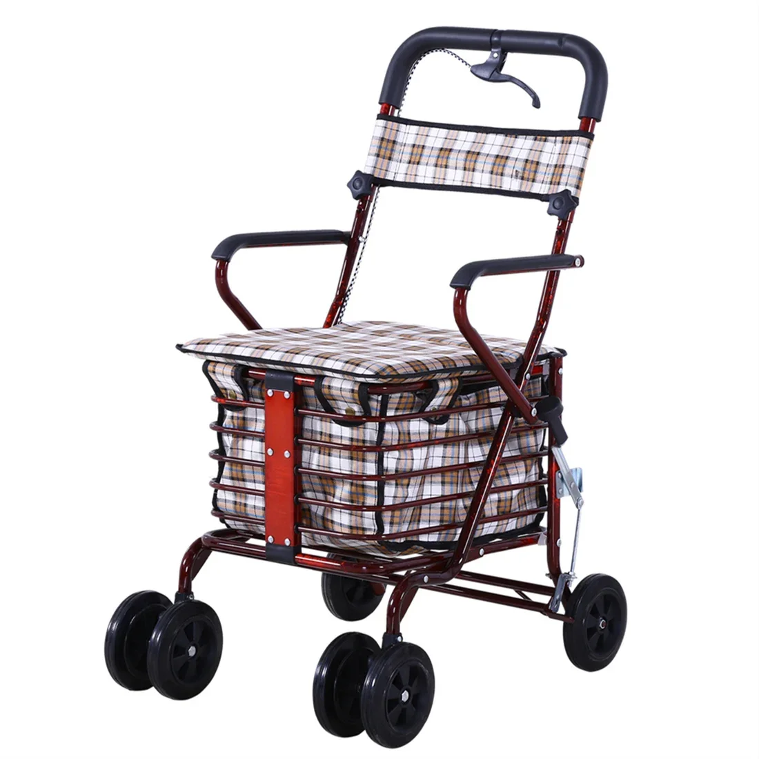 

Elderly shopping cart can sit, foldable, elderly grocery cart, four wheel reinforced, durable, and lightweight