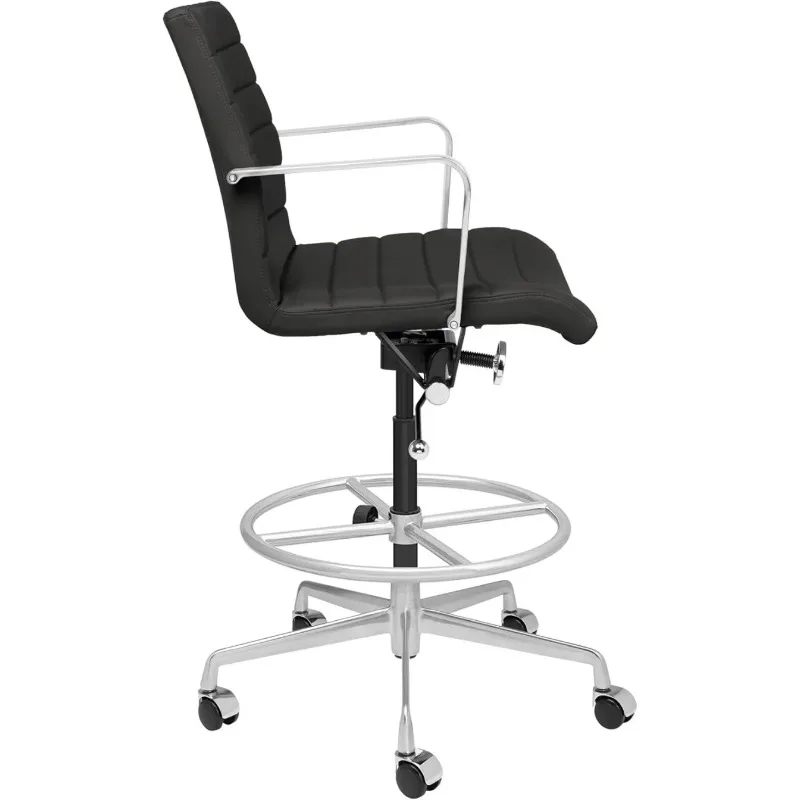 Standing Desk Chair - Ergonomically Designed, Arm Rest & Cushion, Made of Faux Leather, Black