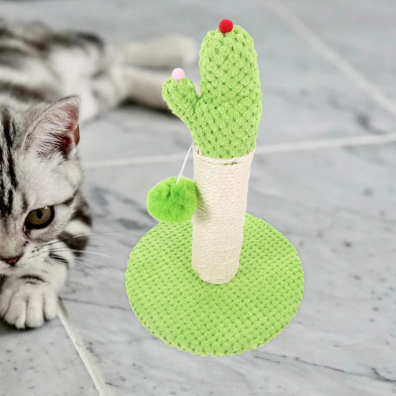 Vertical Cat Scratching Post Cactus Design Reusable Kitten Scratcher Thick Rustic for Cats Exercise Decompression