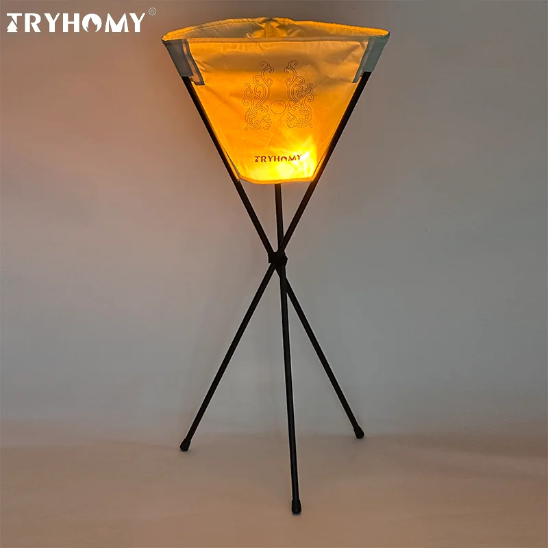 Tryhomy Caming Light Stand Torch-shaped Lamp Stand Portable Aluminum Light Holder Detachable Oxford Cloth Atmosphere Lampshade