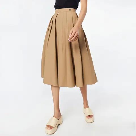Gonna mezza lunghezza da donna CHCH 2025 Nuova gonna a pieghe da lavoro kaki Gonna al ginocchio