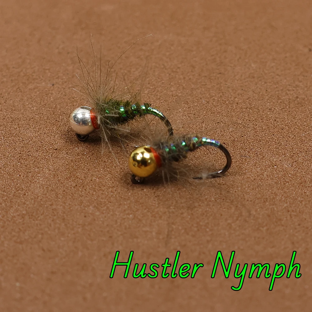 رأس خرز من التنجستين من Hustler Nymph Fly للغرق السريع، ريشة CDC، ضلع للأشعة فوق البنفسجية، لصيد سمك السلمون المرقط، مقاس الخطاف 16 #1