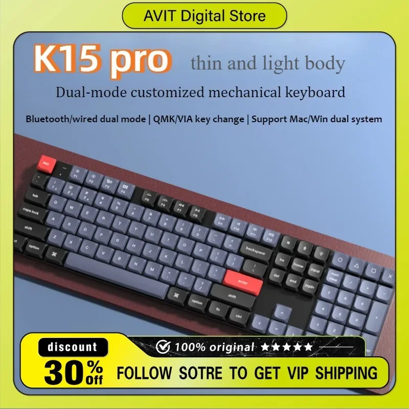 K5Pro Bluetooth Wireless Mac Mechanical Keyboard RGB Low Axis Adapted To 108 Keys External Office Gaming Bluetooth Keyboard KC