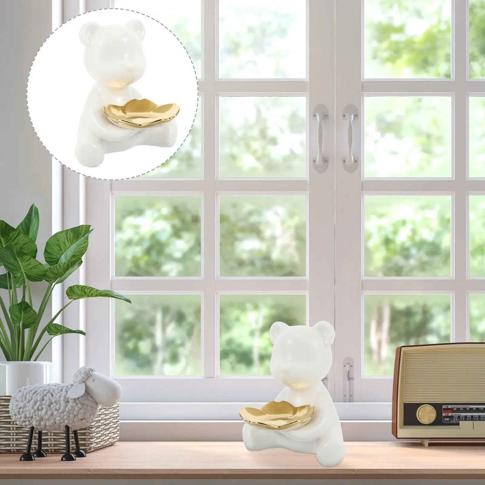 

Lovely Ceramic Little Bear Storage Decor for Keys Earrings Candies Desktop Porch Home Office Table Decoration Sundry Holder Bear