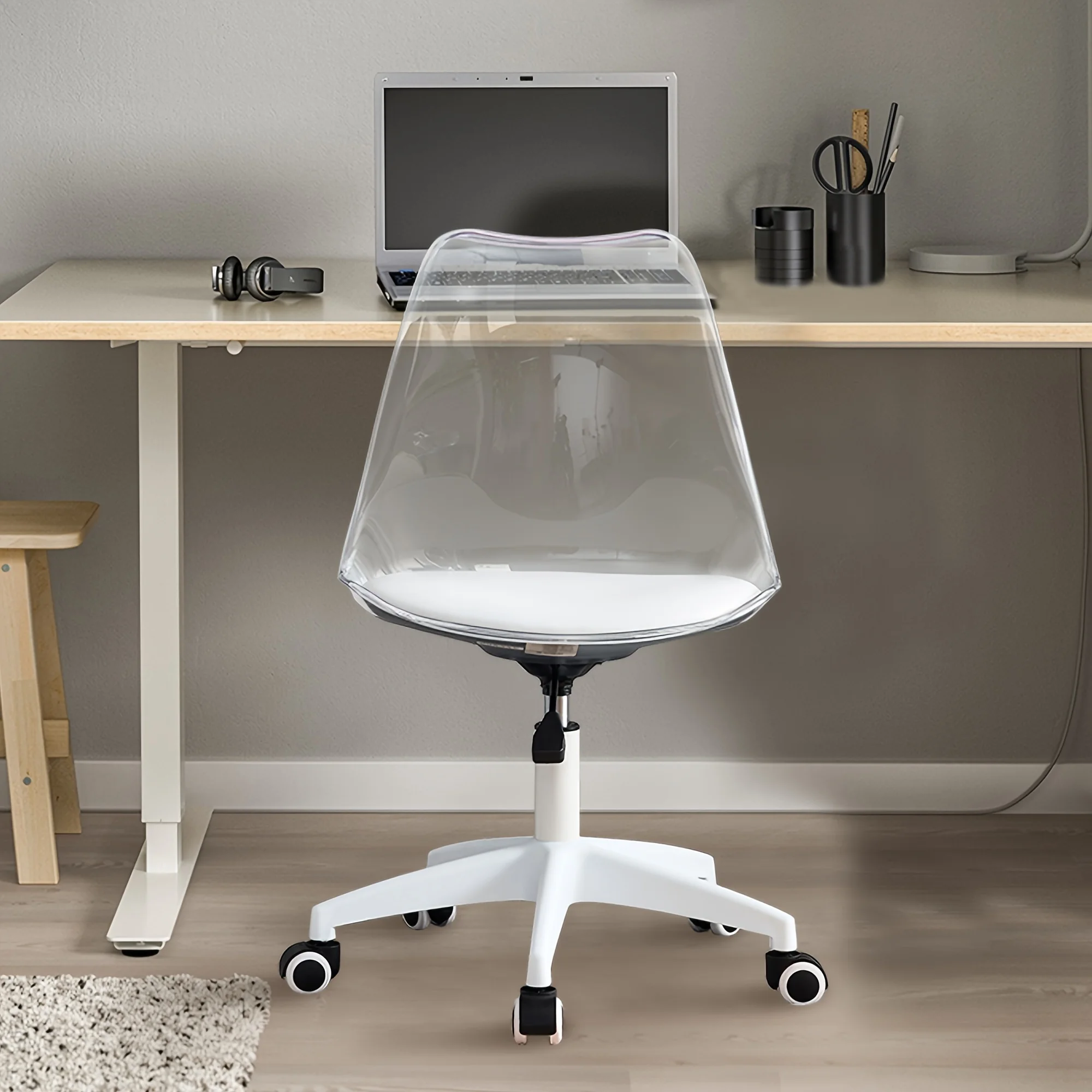 Transparent office computer chair, swivel chair, makeup room, rotating and lifting high stool chairs for bedroom  single chair image 4