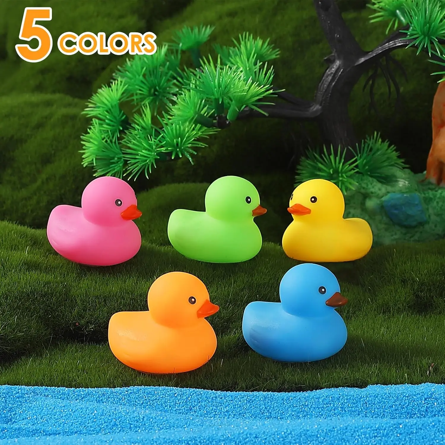 50Pcs Mini Raber Duck Bath Toy, Multicolor Bath Duck Bulk Float Duck Bath Toy for baby شاور سمر بیچ پول گیم پارٹی گفٹ