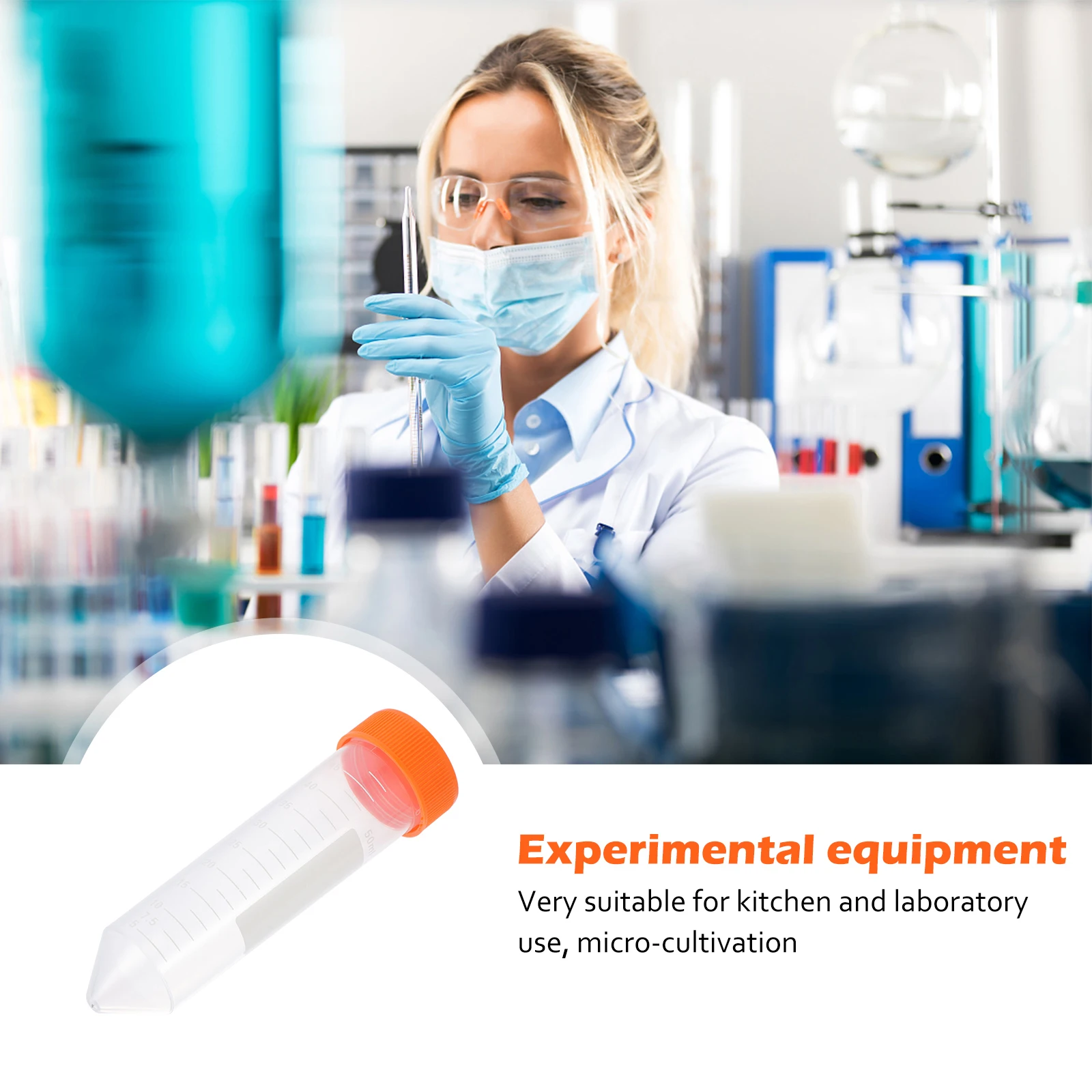

50pcs 50ml Plastic Tubes Lab Test Tubes Cap Micro Cultivation Scientific Experiments Sample Storage Teaching