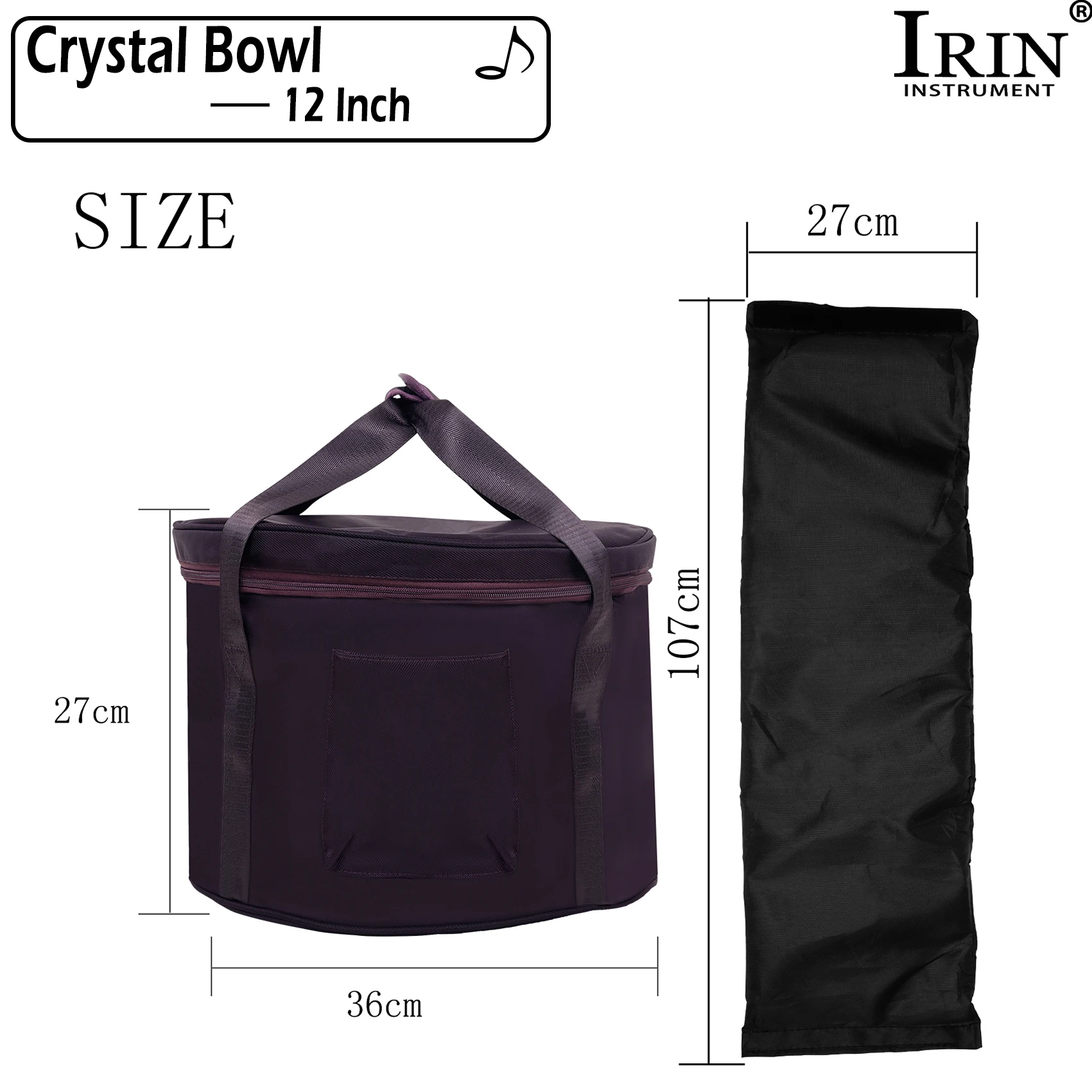 Irin Kristalls chale Fall lila Klangs chale Handtasche 8/10/12/14 Zoll Kristallsc halen Tasche Schlag instrument Spezial zubehör – Detail 4