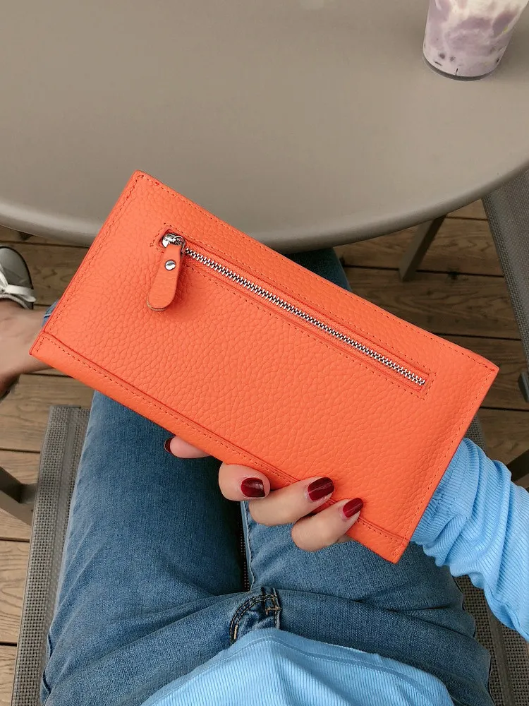 Korean Style Long Leather Wallet Women's Anti-Theft Casual Thin Mobile Phone Holder Portable Soft Surface PU Wallet