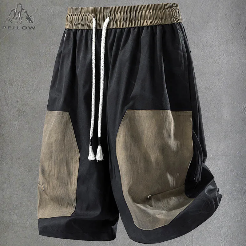 

American Style Patchwork Casual Summer Streetwear Cargo Shorts Men Trendy Design Loose Workwear Cropped Pant Shorts Men Clothing