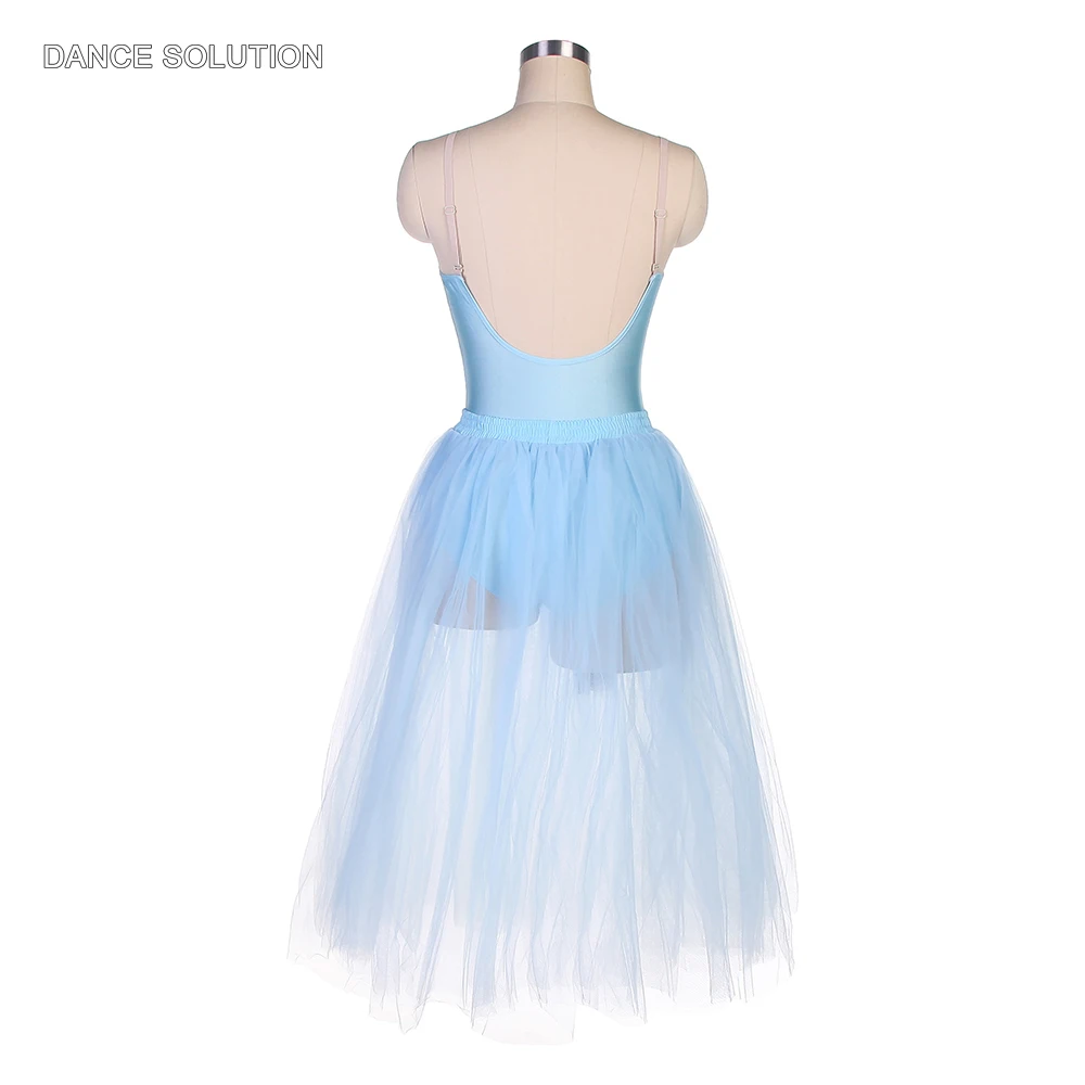 Sky Blue Low Back Ballet Romantic Tulle Dress Professional Ballet Tutu Costumes for Women Stage Performance Dancewear 15553